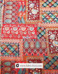 Premium Royal Red Position Print Jacquard Fabric for Dresses