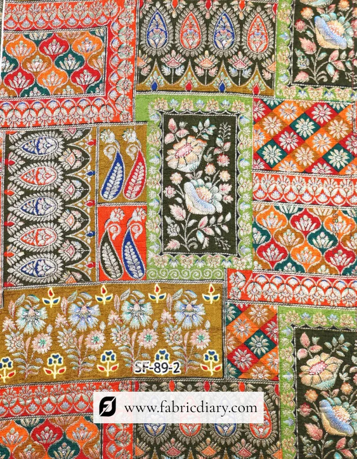 Buy Mint Green Position Print Jacquard Fabric Online