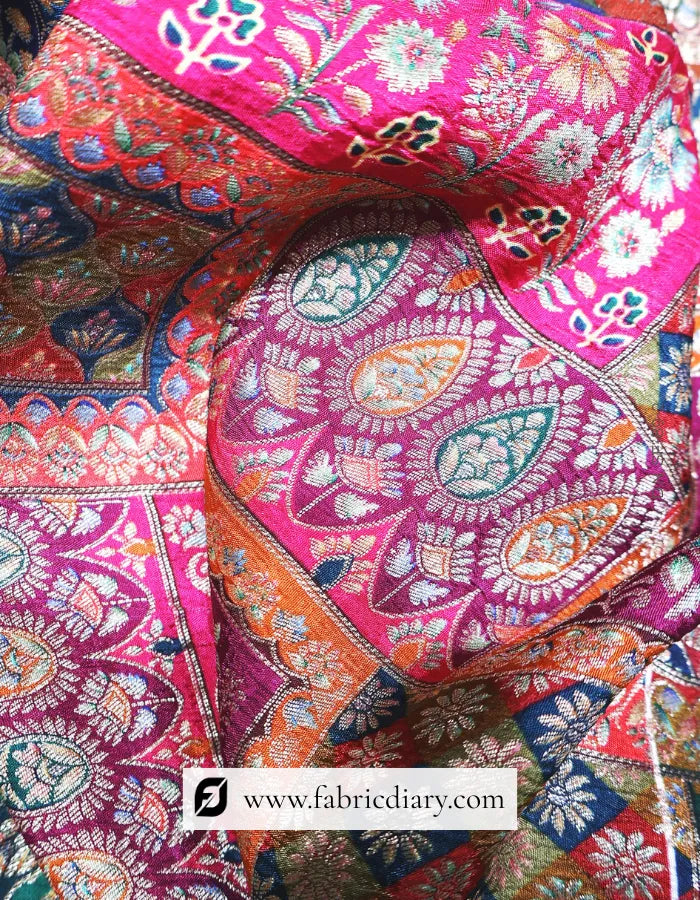 Hot Pink Position Print Jacquard Fabric – Queen Style