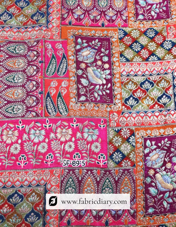 Hot Pink Position Print Jacquard Fabric for Party Dresses