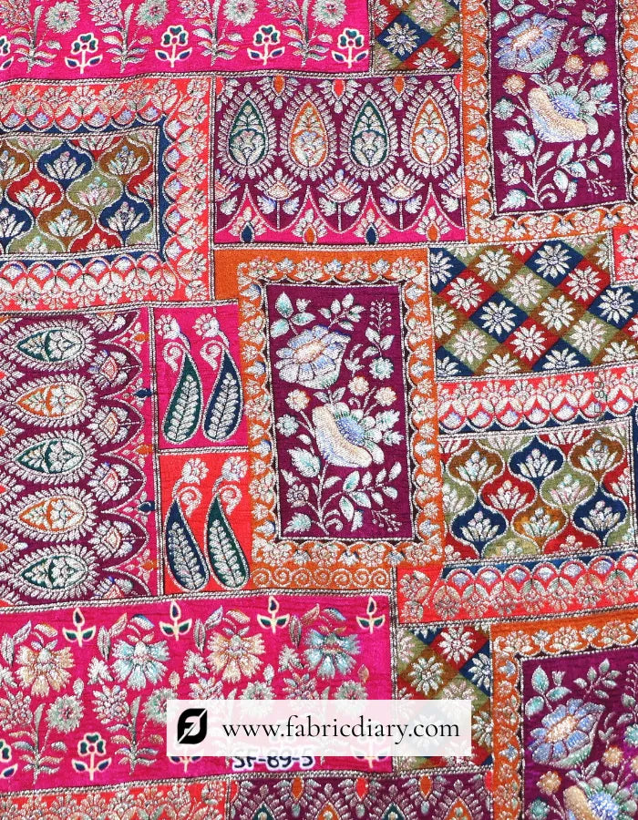 Buy Hot Pink Position Print Jacquard Fabric Wholesale