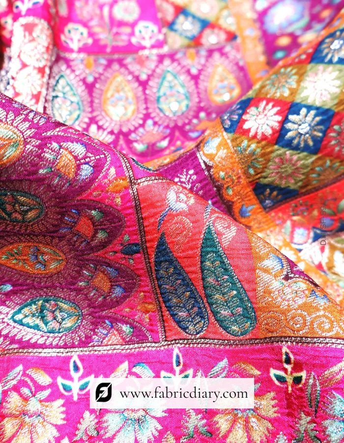 Hot Pink Position Print Jacquard Fabric – Queen Style