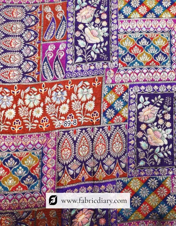 Buy Purple Position Print Jacquard Fabric Online