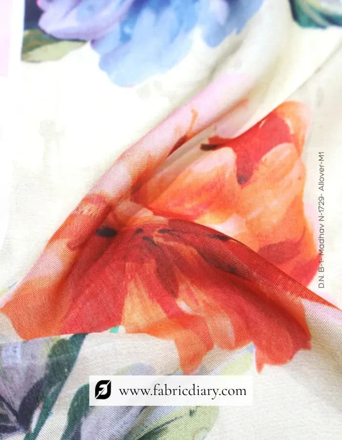 Cream floral muslin kidswear fabric bulk supplier in USA