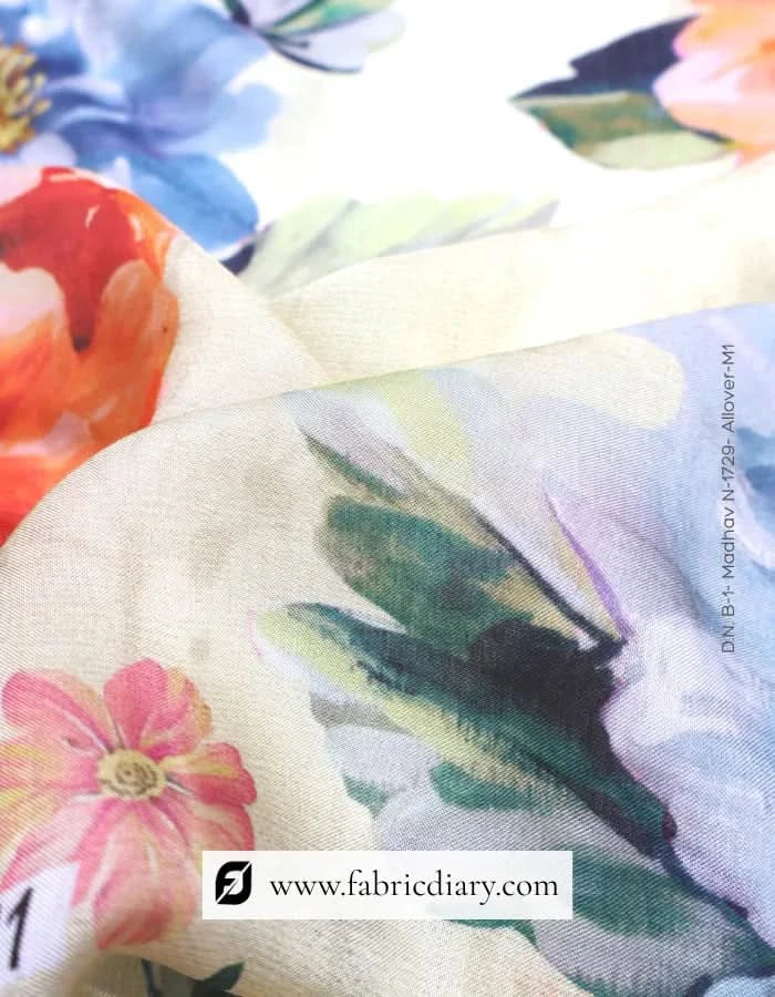Cream floral muslin kidswear fabric bulk supplier in USA