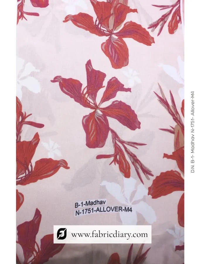 Printed floral muslin dress fabric for Czech Republic export