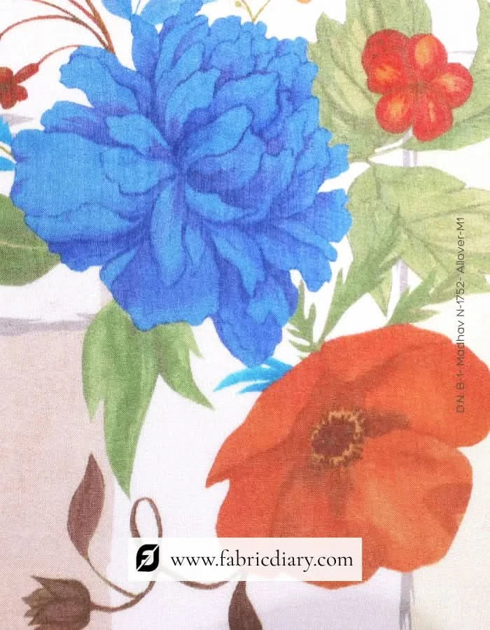 Elegant floral muslin fabric for Sweden designer wear