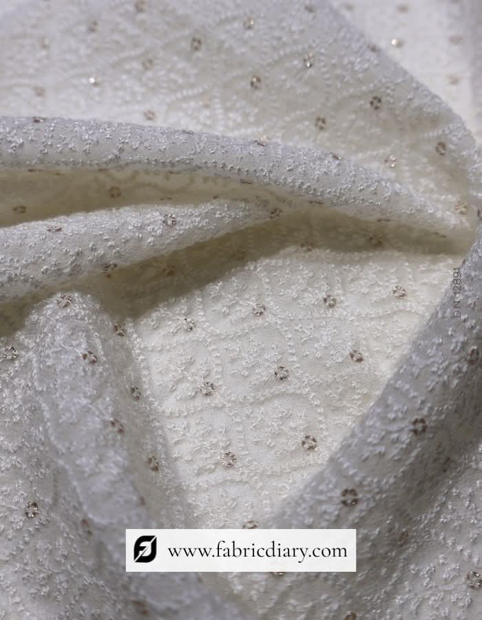 Designer georgette fabric with heavy Schiffli embroidery