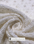 Designer Thread Work Georgette Schiffli Embroidered Fabric