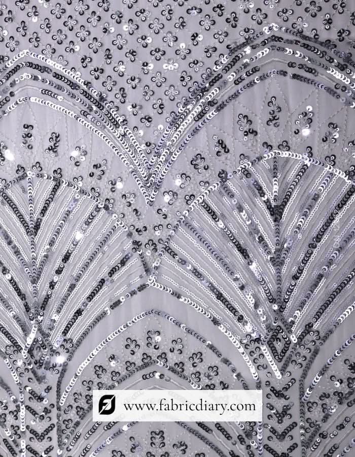 Designer sequin fabric – silver multi pattern for ethnic fashion