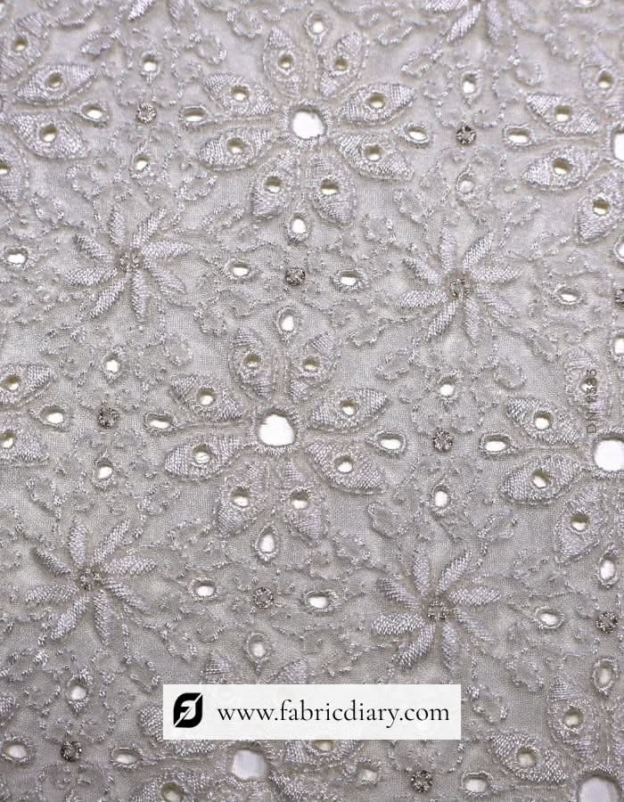 Floral designer thread work textile – custom embroidery fabric worldwide
