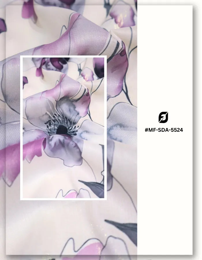 mermaid floral silk fabric for luxury dresses