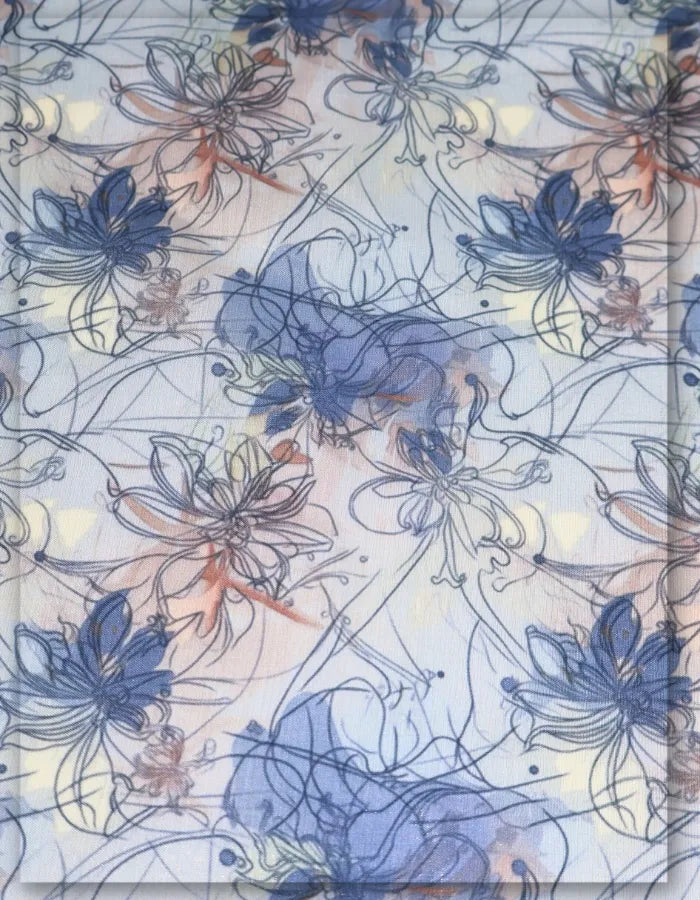 stylish floral silk fabric for modern dresses