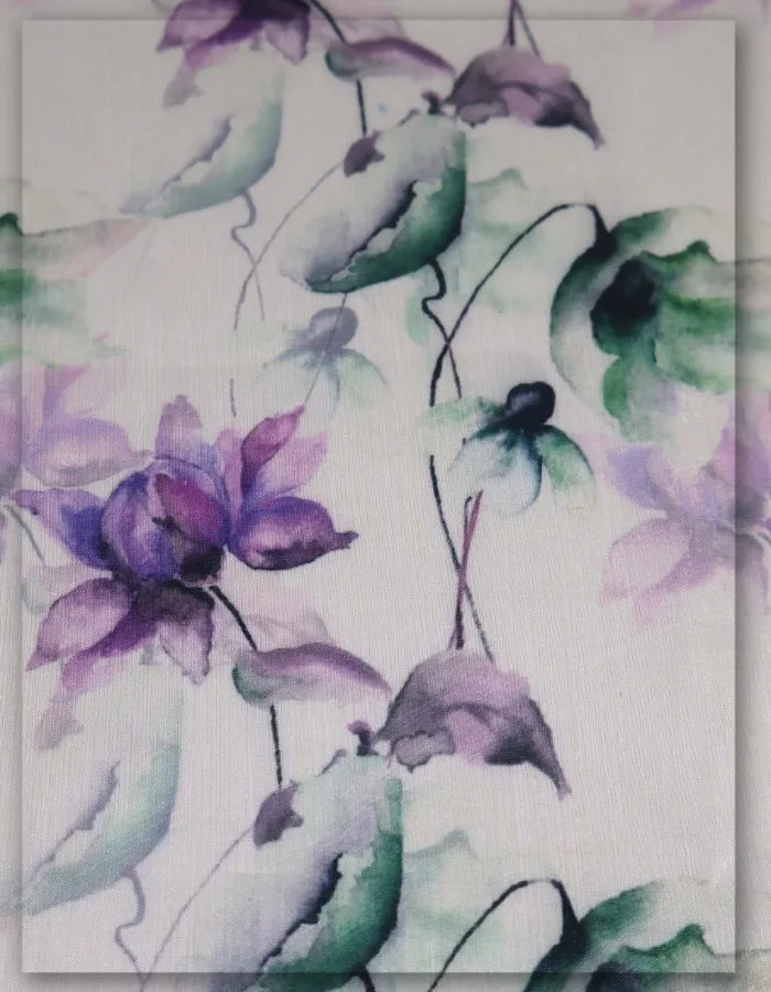 pleated floral silk fabric for elegant wear
