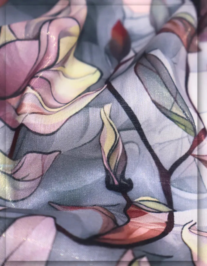 boutique floral silk fabric for boho fashion dresses