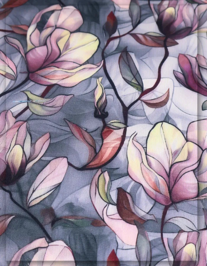 digital floral silk fabric for modern outfits