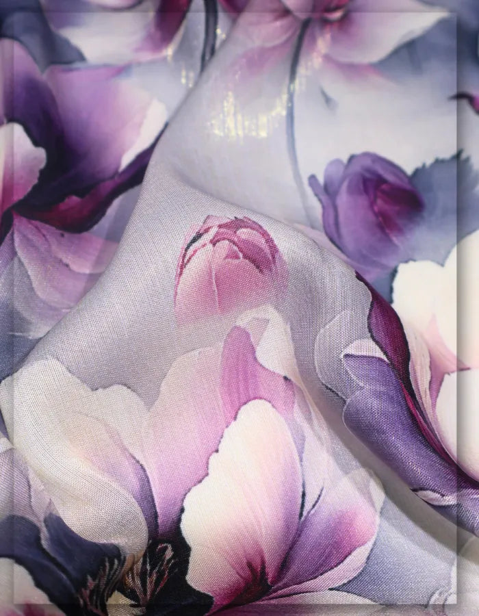 high quality floral silk fabric for elegant clothing