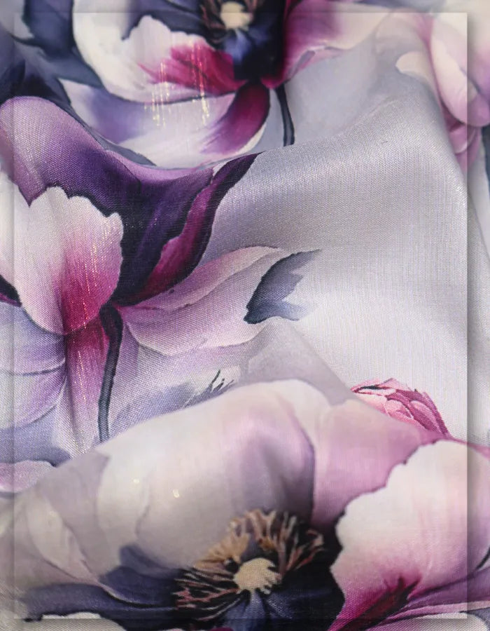soft draping floral silk fabric for premium wear