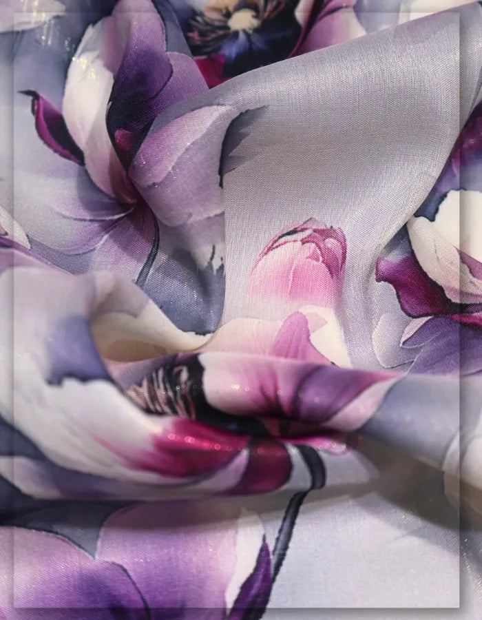 modern floral silk fabric for trendy outfits