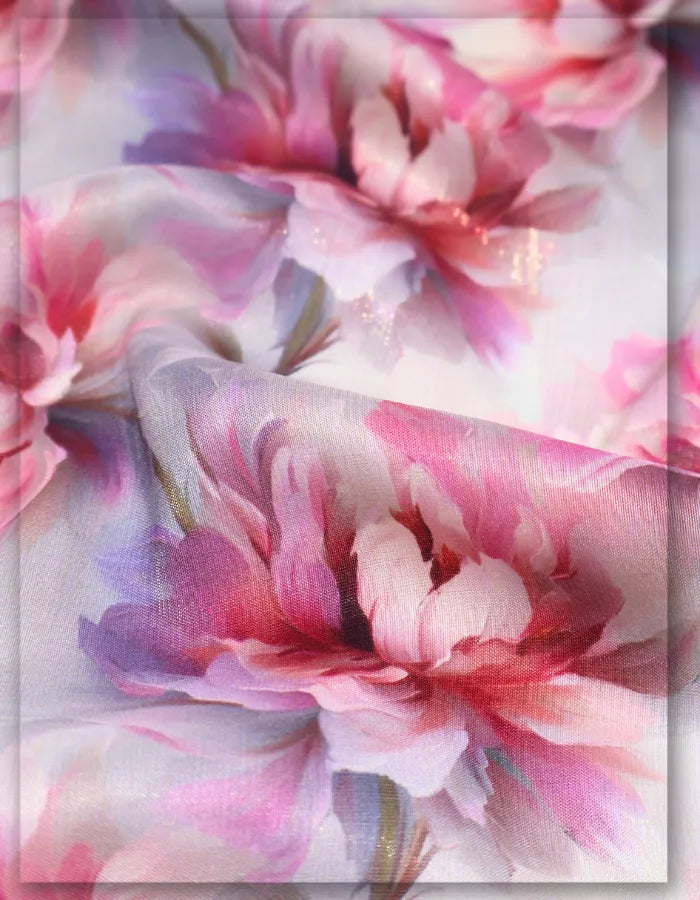 3D floral silk fabric for creative apparel design