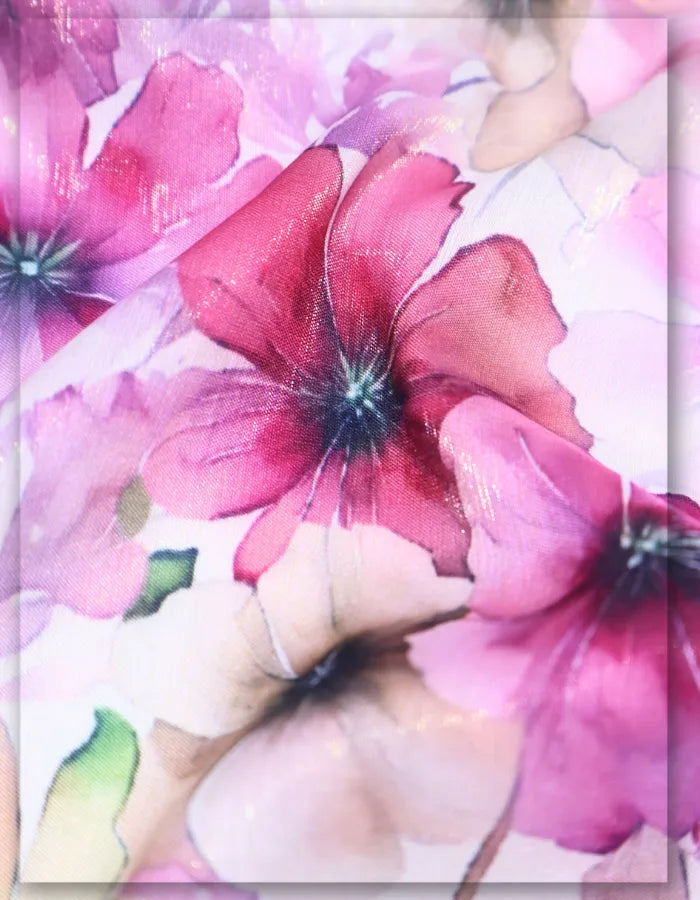 party wear floral silk fabric stylish luxury finish
