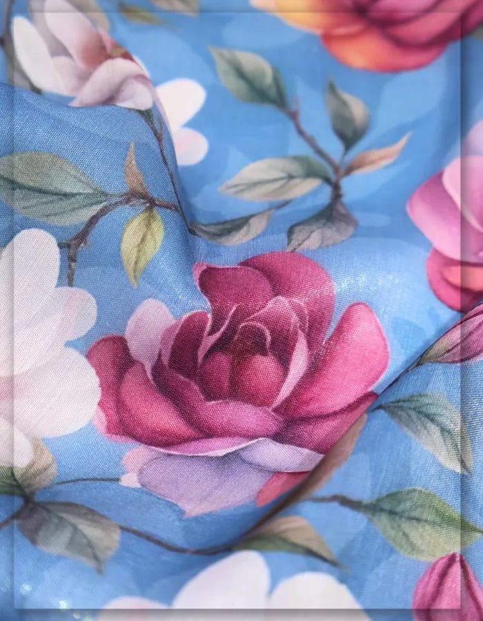 party wear floral silk fabric for elegant dresses