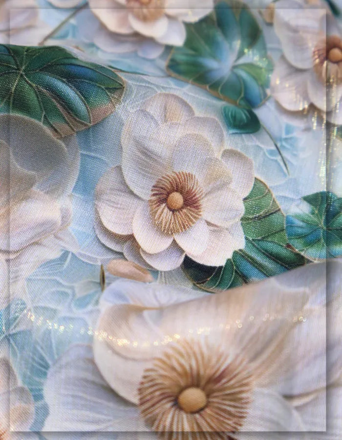 flared dress floral silk fabric stylish flowy texture