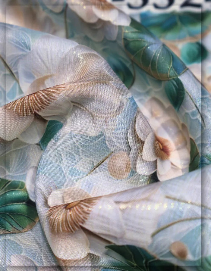 mermaid dress floral silk fabric premium shine style