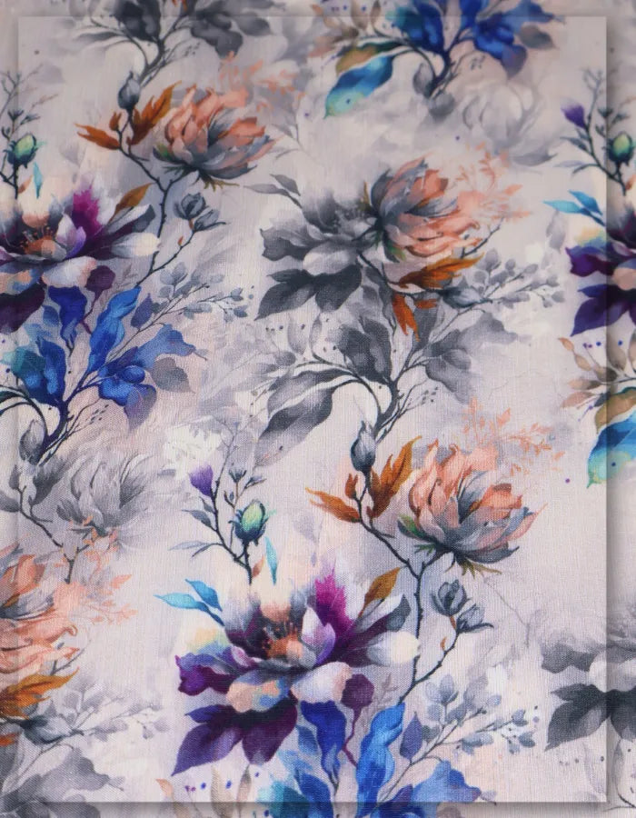 summer floral silk fabric for lightweight casual dresses