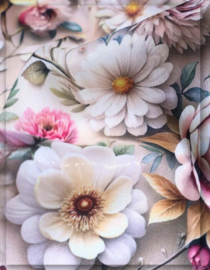 high fashion Gucci floral silk fabric for runway collection