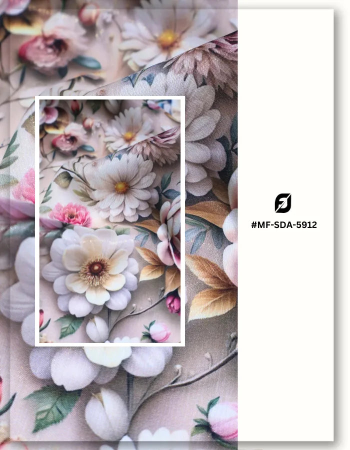 high fashion Gucci floral silk fabric for runway collection