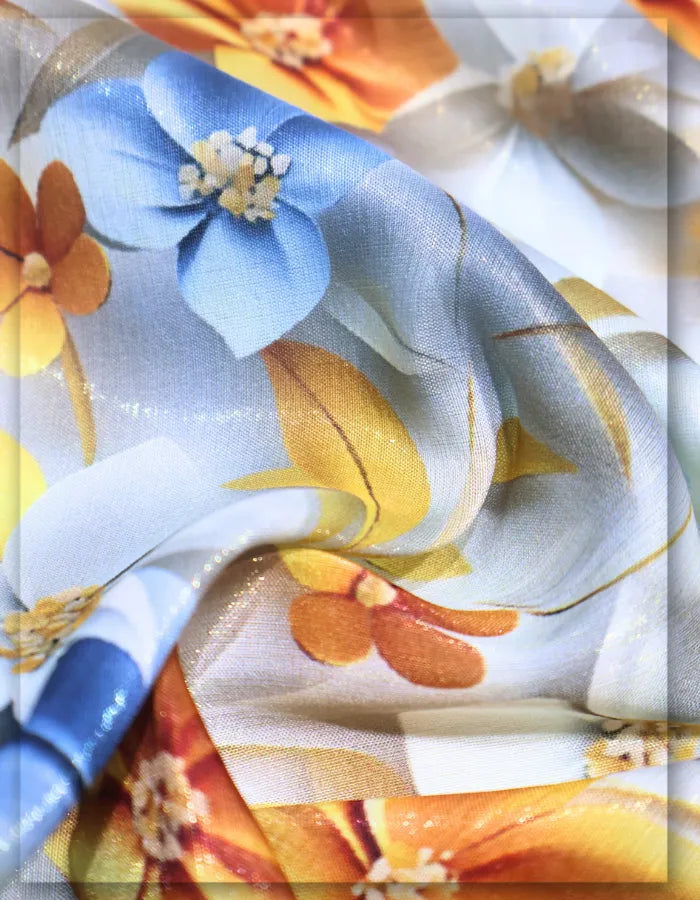 soft flowing silk floral fabric for elegant wear