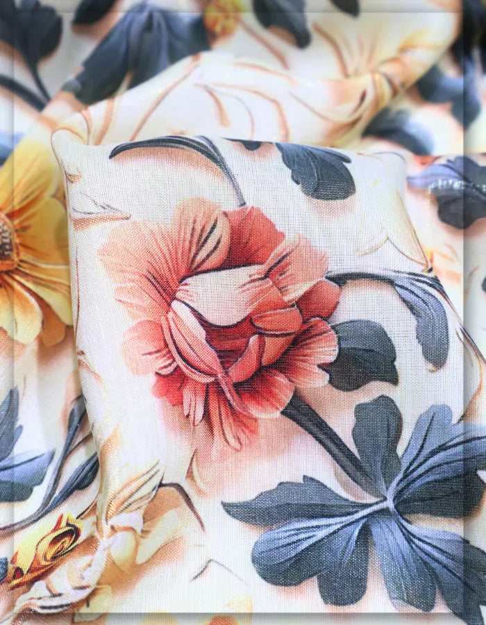 soft touch floral silk fabric for comfortable dresses