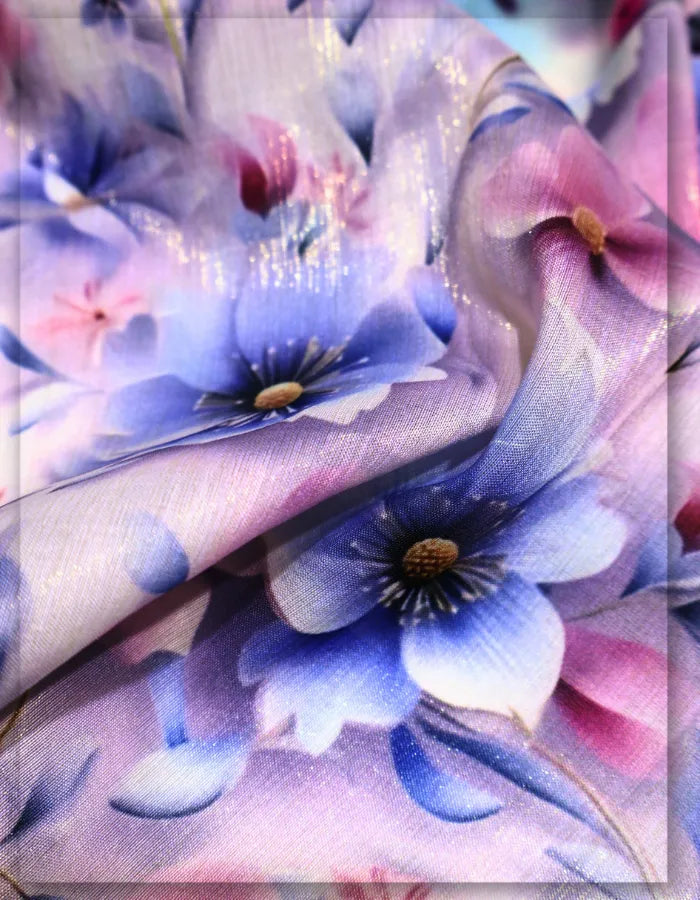 soft flowing silk floral fabric for women dresses