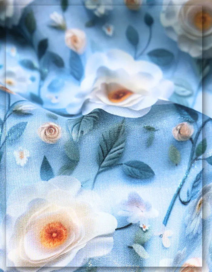 runway floral silk fabric for fashion dress high end style
