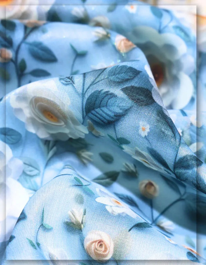 floral silk fabric for pleated dress smooth luxury fall
