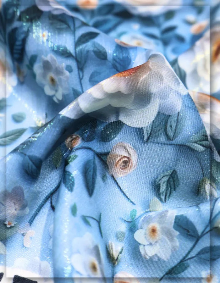 high low dress floral silk fabric elegant flow style