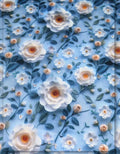 pastel floral silk fabric for layered dress soft elegant tones