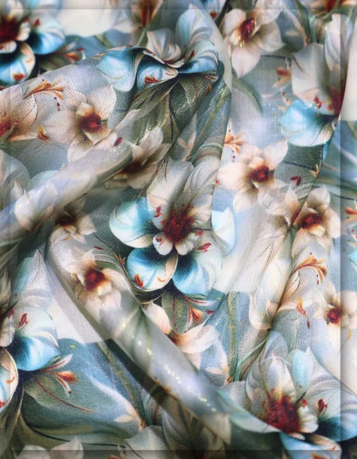 digital floral silk fabric for modern fashion dress women