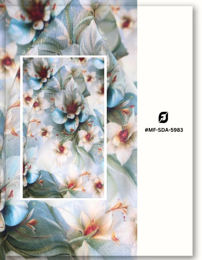 luxury floral silk fabric for beach dress flowy soft texture