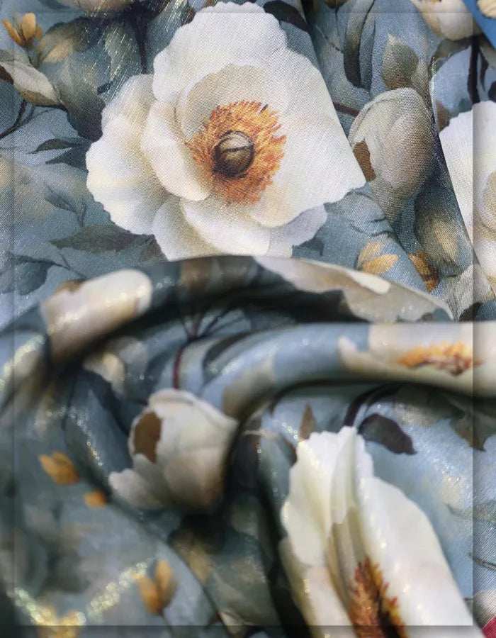 elegant silk floral fabric for evening gowns