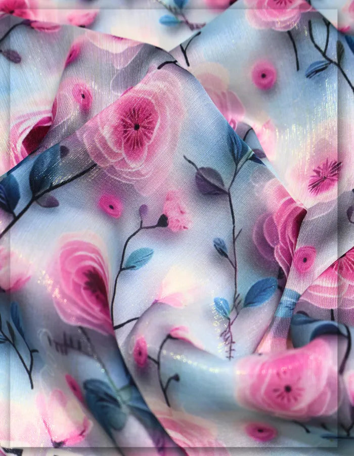 stylish floral silk fabric for trendy fashion dresses