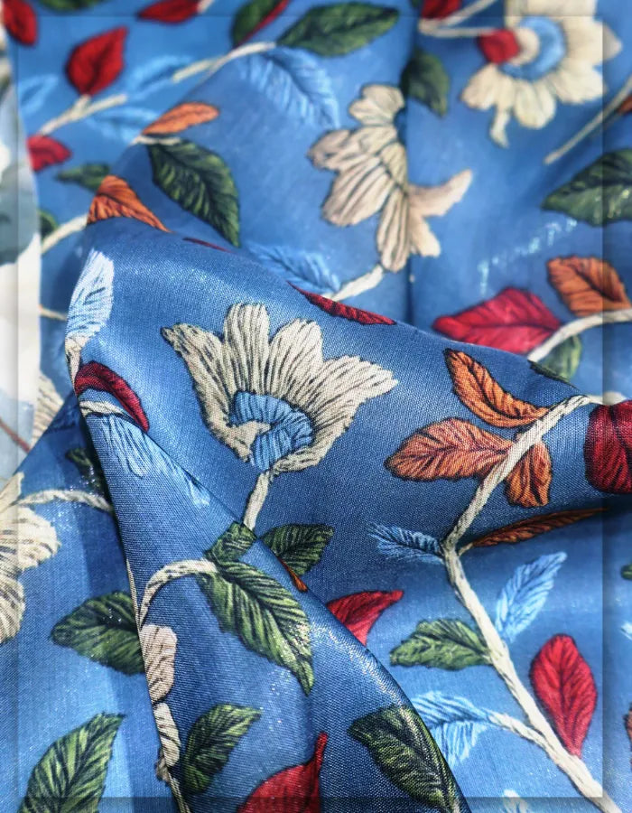 modern floral silk fabric for trendy outfit designs