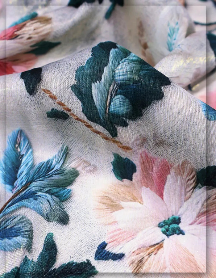 soft draping silk floral fabric for luxury garments