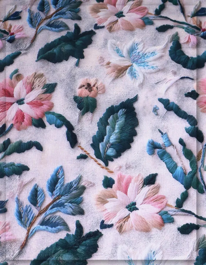luxurious floral silk fabric for party wear dress