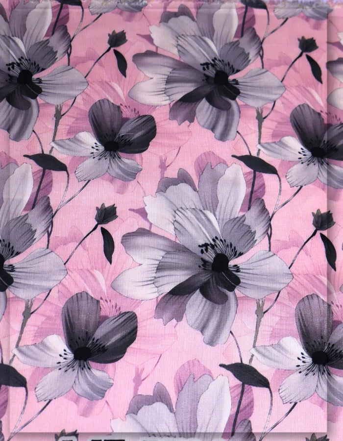 canvas style floral silk fabric for flared dress women