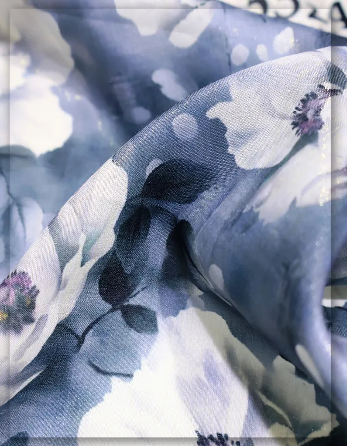 princess style floral silk fabric for elegant dress women