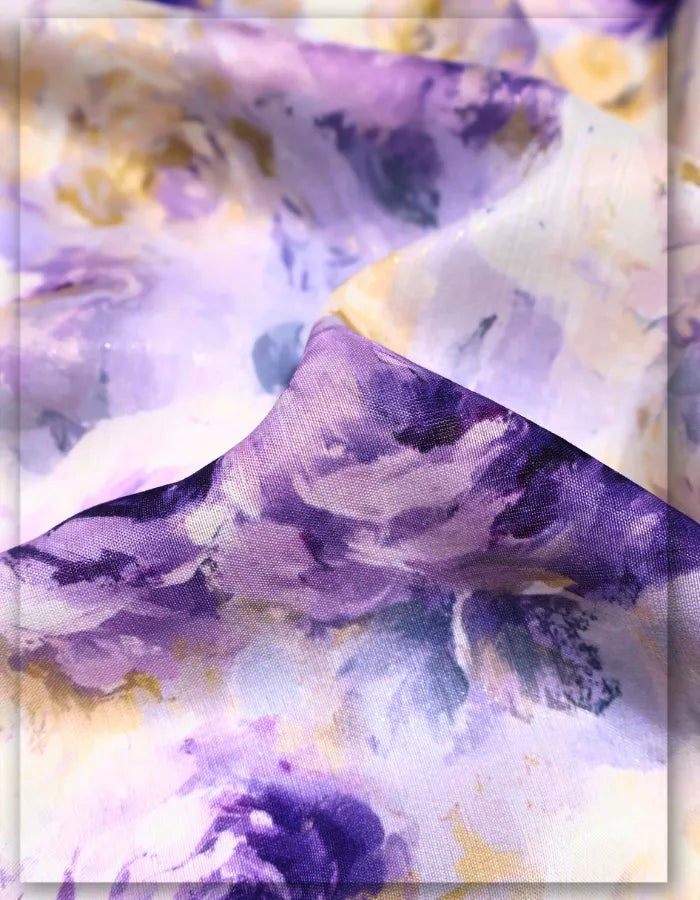 digital Gucci silk fabric for long sleeve floral dress