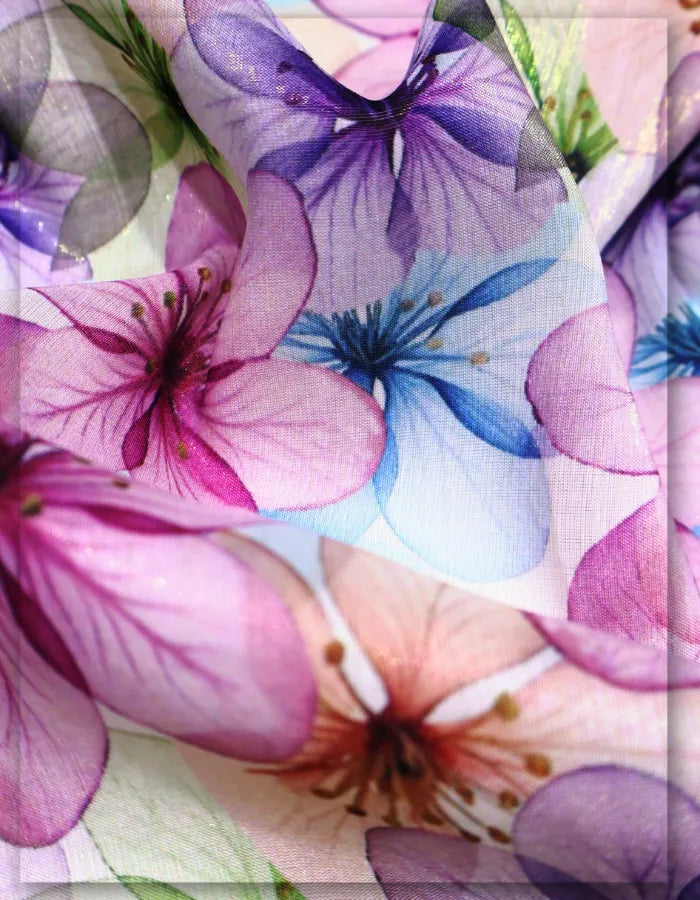 luxury floral silk fabric for beach dress women flowy style