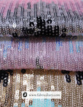 Luxury garment fabric with multicolor sequin embroidery